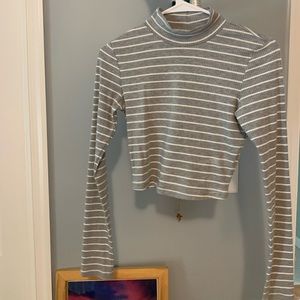 Striped Turtle Neck, Cropped